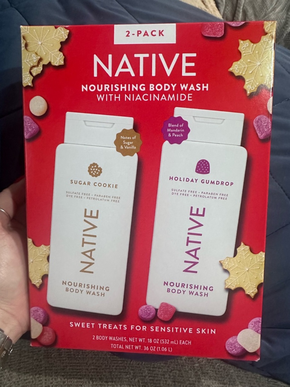 Native Nourishing Body Wash 2-Pack — Red, White, Gold, Purple Accents